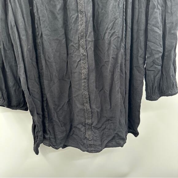 Torrid Black Gauze Embroidered Crotchet Trim 3/4 Sleeve‎ Pullover Top Size 2X - Picture 5 of 12